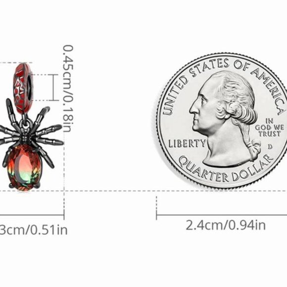 Sterling Silver with Black Plated Gold Black Widow Charm - Picture 7 of 7